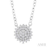 1/6 ctw Petite Round Shape Round Cut Diamond Cluster Fashion Pendant With Chain in 10K White Gold